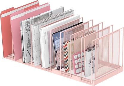 File Organizer for Desk, 5-Section Vertical File Sorter, Paper Holder Organizer Standing Metal File Folder for Office Home Classroom, Black