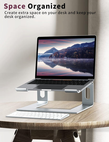 ALASHI Laptop Stand for Desk, Aluminum Computer Riser, Ergonomic Notebook Holder, Detachable Metal Laptops Elevator, PC Cooling Mount Support 10 to 15.6 Inches Notebook, Black