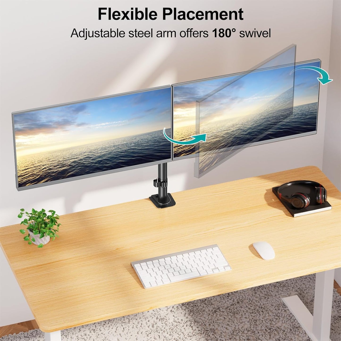 MOUNT PRO Single Monitor Stands Fits 13-32 inch/17.6 lbs Screen, Free-Standing Computer Monitor Mount for Desk, Display Standing with Adjustable Height/Tilt/Swivel/Rotation, VESA 75x75 100x100