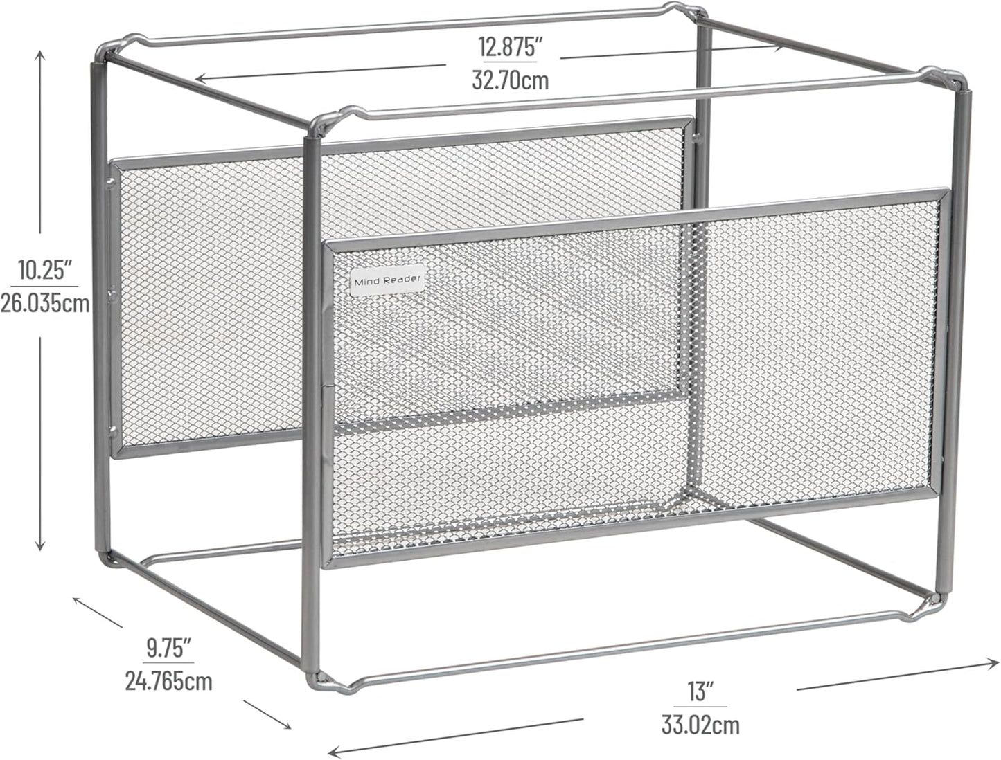 Mind Reader Hanging File Folder Organizer, Desktop Organizer, Storage, Office, Metal Mesh, Silver