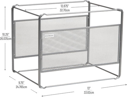 Mind Reader Hanging File Folder Organizer, Desktop Organizer, Storage, Office, Metal Mesh, Silver
