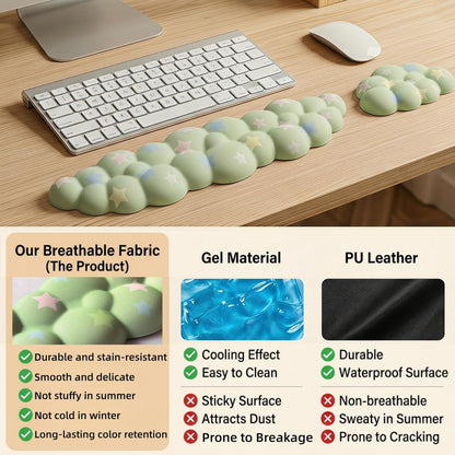 Cloud Wrist Rest Set for Keyboard and Mouse, Includes Cute Coaster, with Computers and Laptops（Purple Star Set）