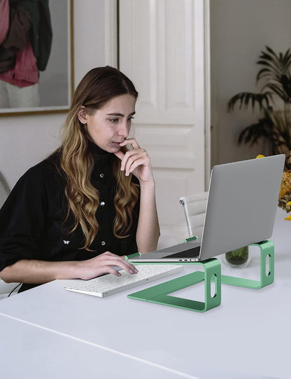 ALASHI Laptop Stand for Desk, Aluminum Computer Riser, Ergonomic Notebook Holder, Detachable Metal Laptops Elevator, PC Cooling Mount Support 10 to 15.6 Inches Notebook, Black