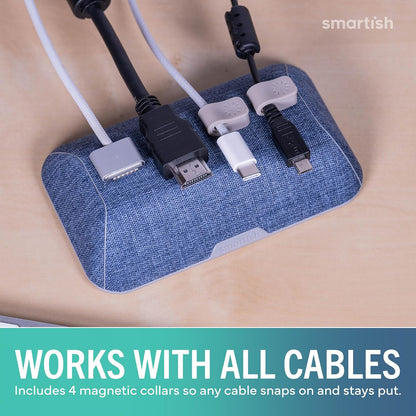Smartish® Magnetic Cord Holder - Cable Wrangler Organizer with Magnet Clips for Charger Management on Desktop, Nightstand for USB-C + Lightning - Lightly Toasted Beige