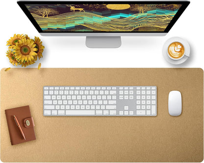 Bloss Leather Desk Pad and Keyboard Wrist Rest, Large Mouse Pad + Keyboard Pad+Mouse Wrist Support, Non-Slip Desk Mat Protector for Office, Home(31.5×15.7 Inches,Beige)