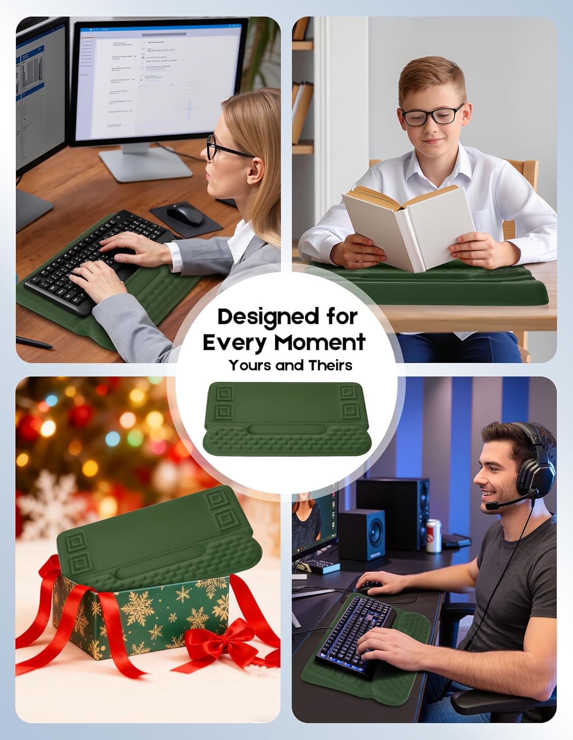 Wrist Rest with Keyboard Stand and Storage Slot, Ergonomic Computer Keyboard Wrist Rest, Soft Memory Foam, Non-Slip Base, Wrist Pad for Keyboard Pad with Wrist Support for Work Study Game
