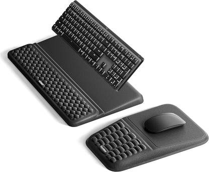 Vaydeer Keyboard Stand and Mouse Pad Set with Wrist Rest, Soft Memory Foam Wrist Support, Ergonomic Wrist Cushion for Desk, Relieves Carpal Tunnel Pain, Palm Hand Typing for Office, Home, Gaming