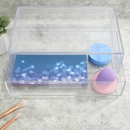 STORi Audrey Stackable Clear Bin Plastic Organizer Drawer | Organize Eyeshadow Palettes, Cosmetics, and Beauty Supplies on a Vanity | Made in USA