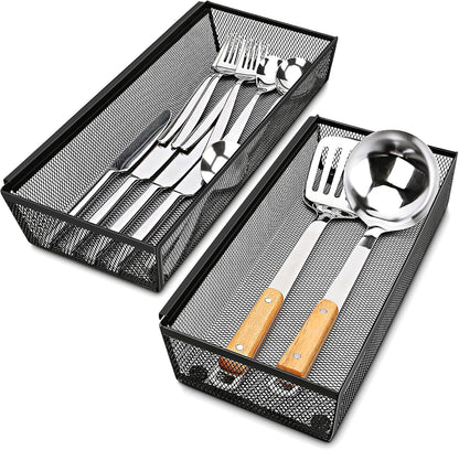 Smgmg Silverware Drawer Organizer, Silverware Organizer for Drawer, 6 Pack Utensil Organizer for Kitchen Drawers, Kitchen Drawer Organizer for Large Utensils with Interlocking Arm (9.6 * 3 * 2 inch)