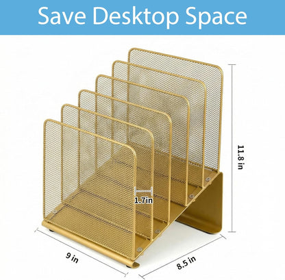 LEKETREE File Organizer for Desk, File Folder Organizer with 5-Section Vertical Rack, Suitable for Home Office Document Organization and Storage(Black)