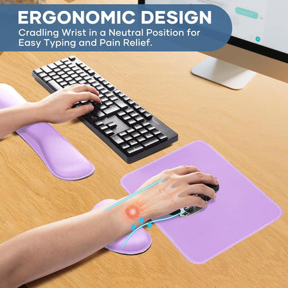 Office Ergonomic Memory Foam Computer Mouse and Keyboard Wrist Rest pad Support Carpal Tunnel, Wrist Rest for Keyboard and Mouse, Wrist Support Set