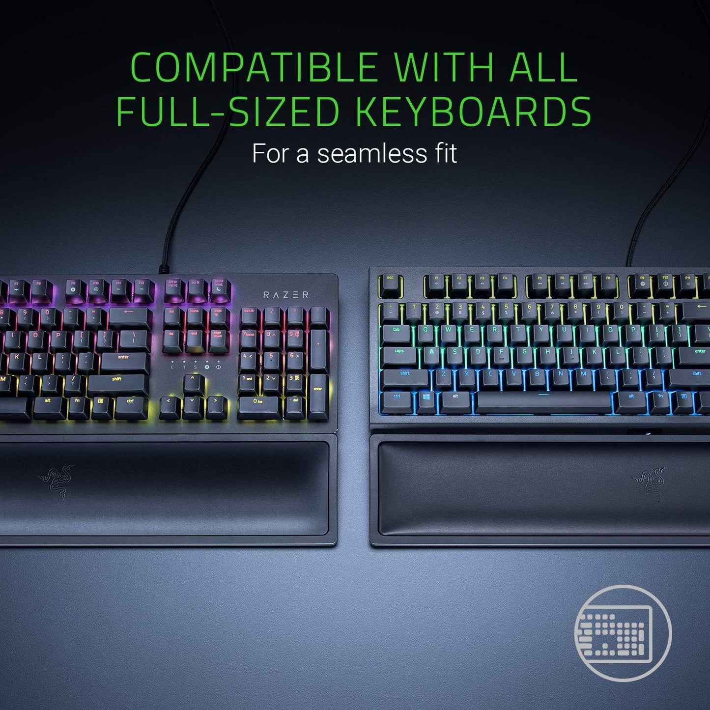 Razer Ergonomic Wrist Rest for Mini Keyboards: Plush Leatherette Memory Foam Cushion - Anti-Slip Rubber Feet