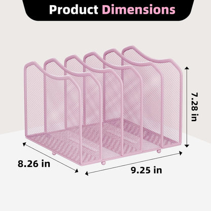 Simple Trending Mesh Desktop File Sorter Organizer, 5-Section Bookshelf for Desk Home Office, Black