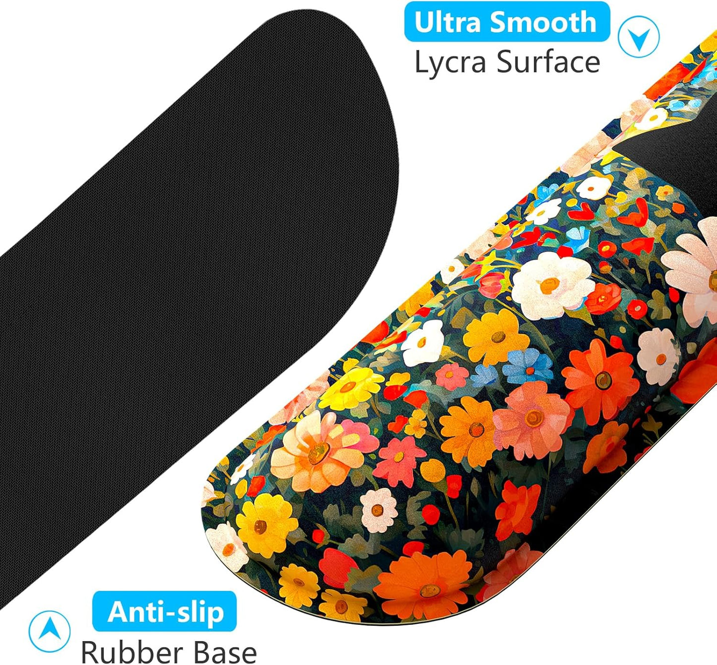 Dapesuom Enlarge Keyboard Wrist Rest, Memory Foam Wrist Cushion for Desk Mats Support, Cute Pain Relief Keyboard Mouse Pad Rests Set with Non-Slip Base for Gaming Laptop Office Computer, Green Leaf