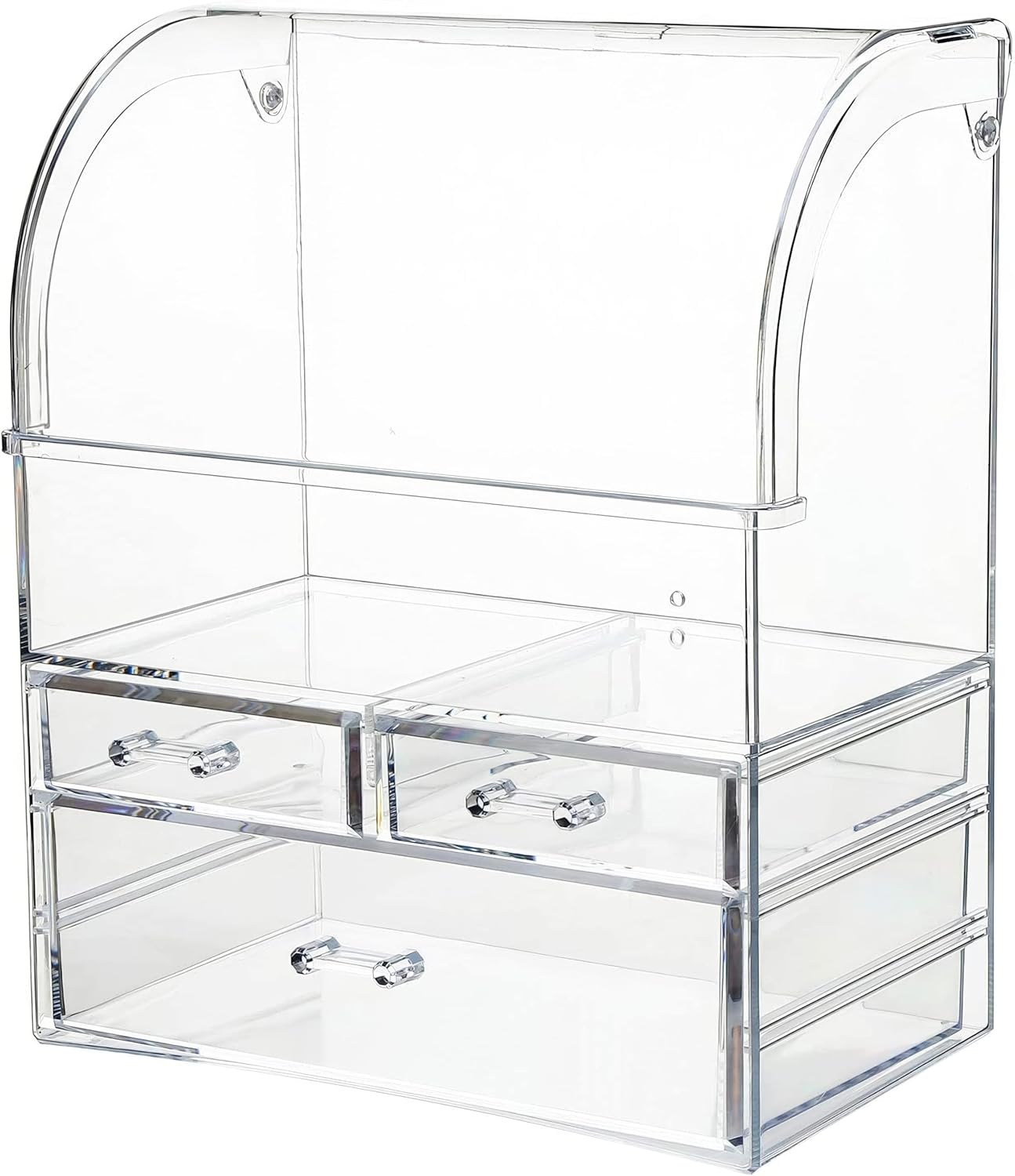 Clear Large Acrylic Makeup Organizer With Lid Cosmetic Storage Drawers Portable Makeup Organizers Dustproof And Waterproof Box For Women
