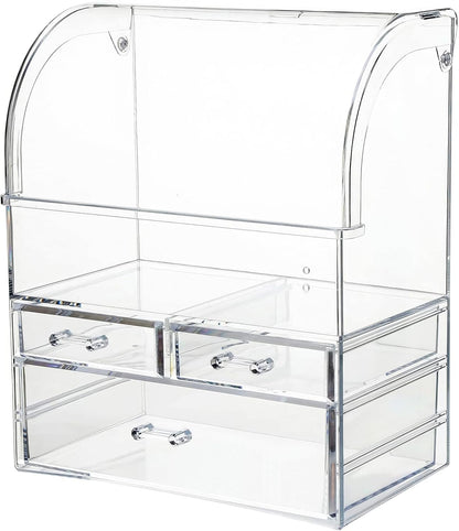 Clear Large Acrylic Makeup Organizer With Lid Cosmetic Storage Drawers Portable Makeup Organizers Dustproof And Waterproof Box For Women