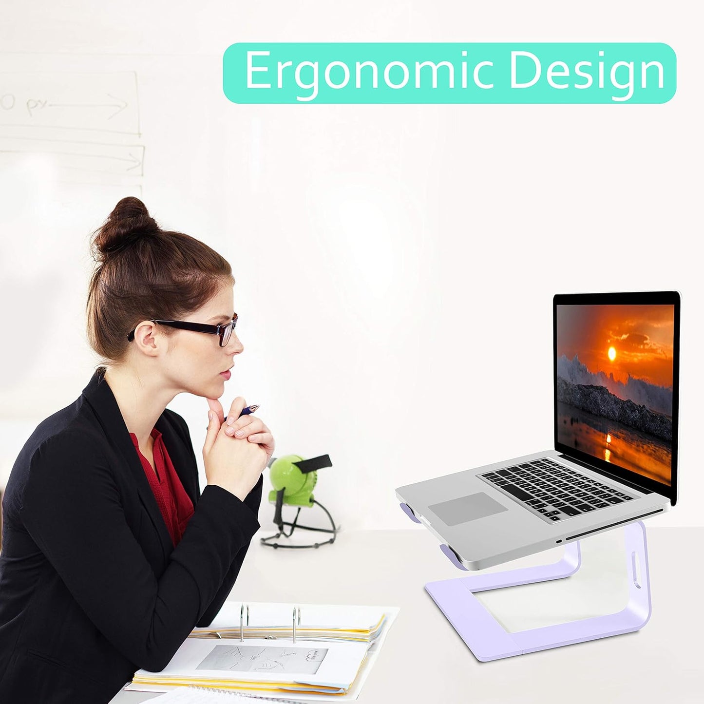 Orionstar Ergonomic Laptop Stand, Premium 5mm Aluminum Riser for 10-15.6 Inch Notebook Computer, Tool-Free Detachable Elevator Holder for Desk Office, Sturdy Riser for Eye-Level Neck Relief (Gold)