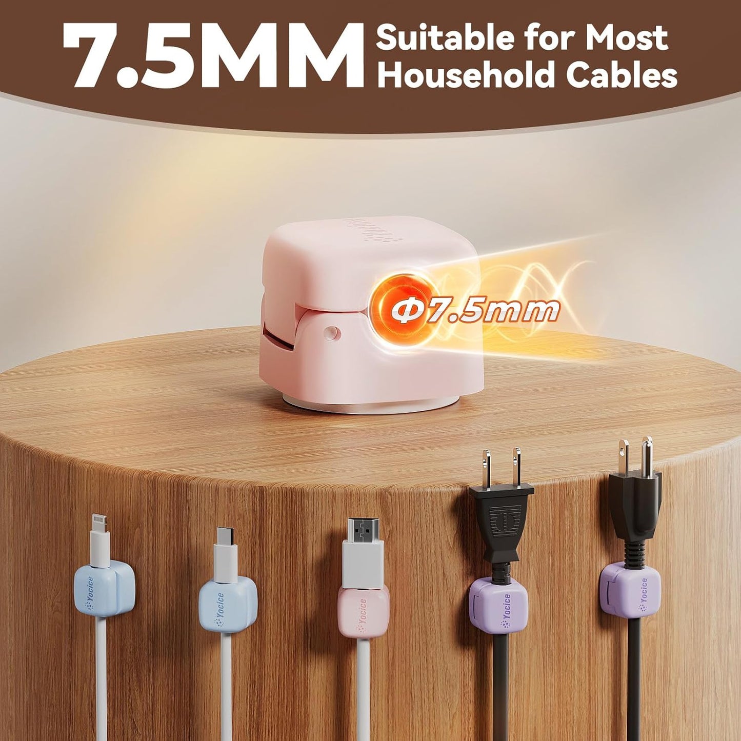 6Pack Rotatable Cord Organizer,Spring Cable Clips Desk Cable Management Cord Holder Adhesive Phone Charger Cord Clips for Home Office Car Wall Nightstand Accessories, Clear