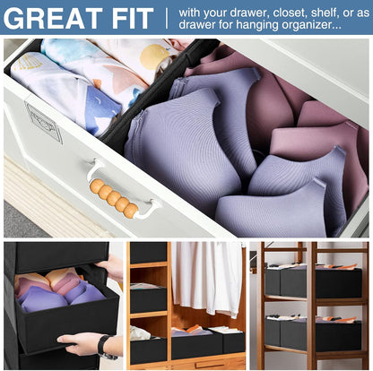 Criusia Drawer Organizer Clothes 12 Pack, Dresser Organizer for Nursery Bedroom Closet Organization and Storage - Baby Clothes Organizer Bins - Drawer Divider for Sock Underwear Bra Ties (Grey)