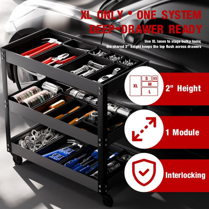 10 PCS Tool Box Drawer Organizers, Large & Medium Tool Trays for Tool Box Organization, Tool Organizers and Storage for Garage and Rolling Tool Chest