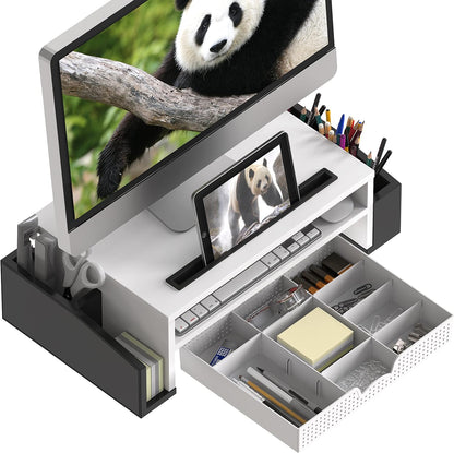 Simple Houseware Desk Monitor Stand Riser with Adjustable Organizer tray, Espresso