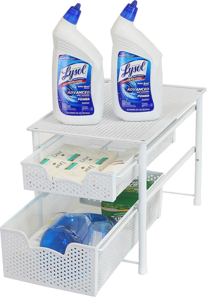 Simple Houseware Stackable 3 Tier Sliding Basket Organizer Drawer, Silver