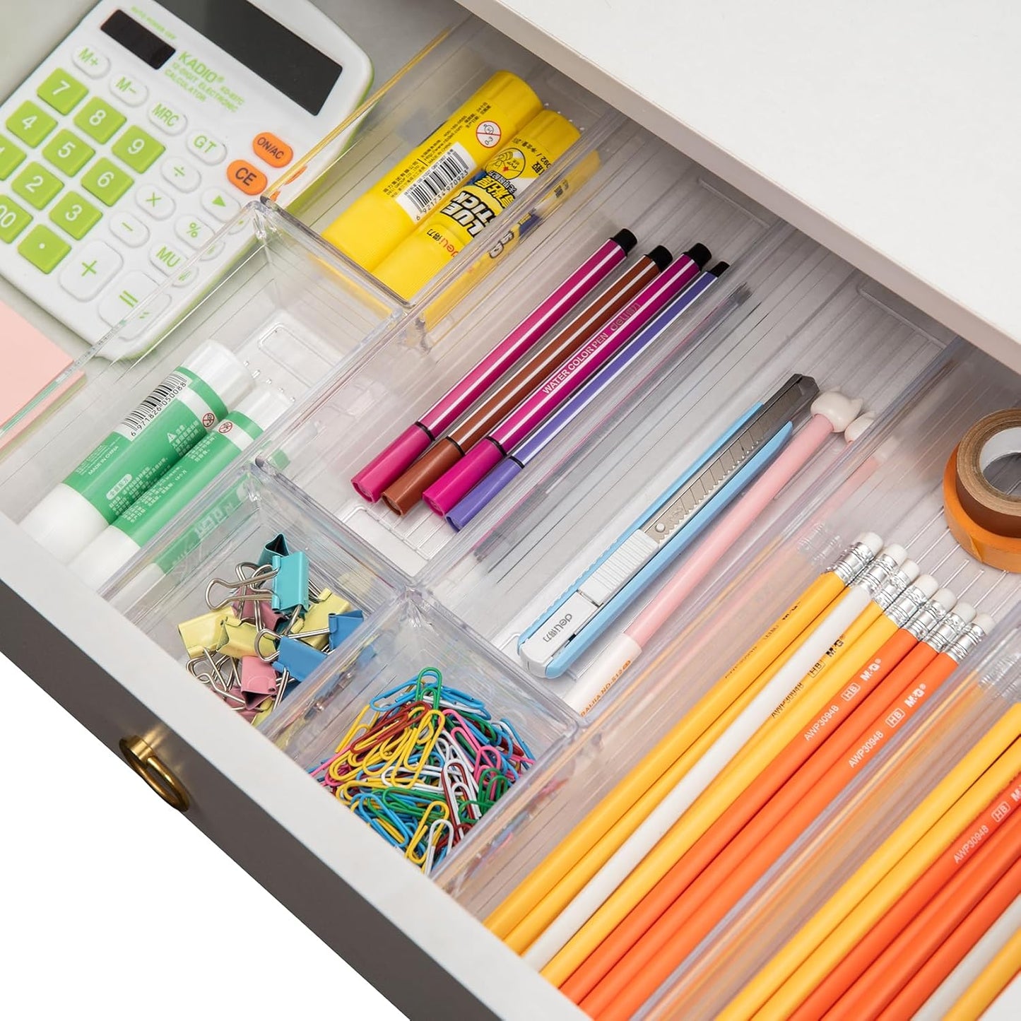 Backerysupply Clear Plastic Drawer Organizer Tray for Vanity Cabinet (Set of 10),Storage Tray for Makeup, Kitchen Utensils, Jewelries, and Gadgets