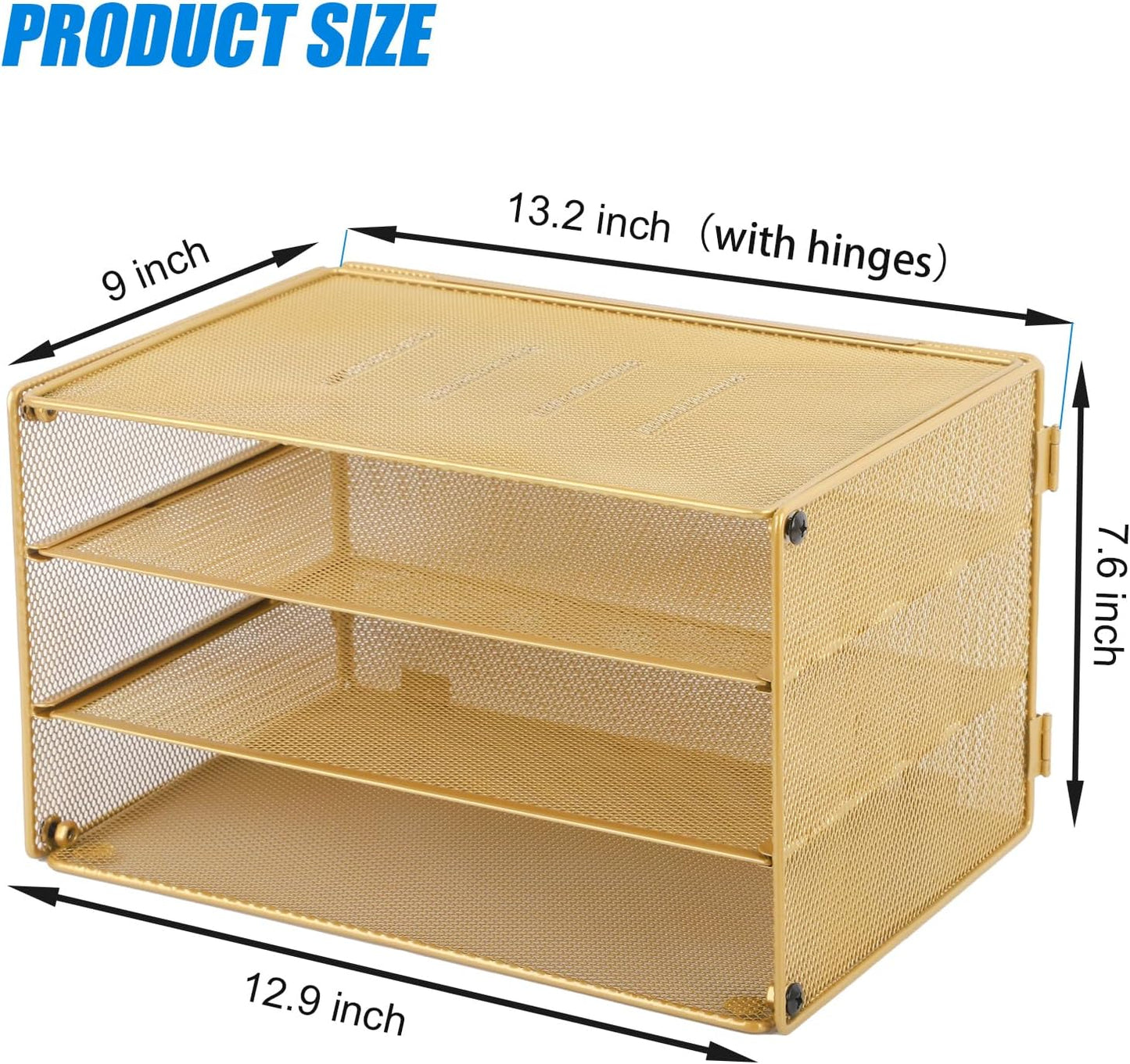 EASEPRES 3 Tier Mesh Desk Organizer Tray, File Paper Letter Folder Holder Desktop Paper Sorter Mail Organization Rack Storage Accessories, for Office Home School Classroom, Black