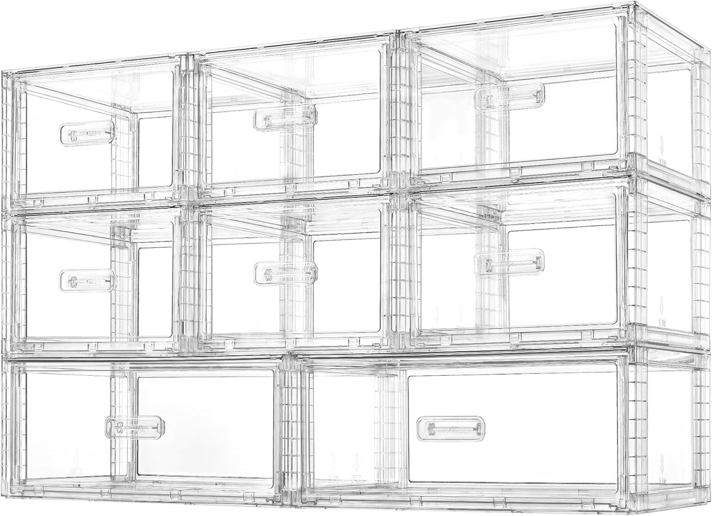 Vtopmart 2 Pack Large Clear Stackable Storage Drawers 27QT, Easily Assemble Plastic Closet Storage Bins, Dust-Proof UnderBed Organizer for Clothing, Sweater Organization