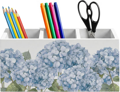 Blue Coquette Bow Pen Holder for Home Office Desk, Girly Office Decor, Preppy Blue Ribbon Bow Aesthetic Wooden Box Sign Pencil Holder for Desk Shelf Organizer