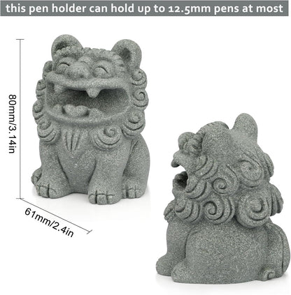 Dragon Pen Holder for Desk, Pen Holder Figure, Chinese Feng Shui Desk Organizer, Animal Figure for Office/Study Display Decoration