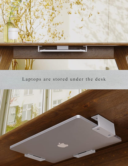 Under Desk Laptop Mount Under Desk Laptop Drawer with Adhesive & Screw Fit for Macbooks, Keyboard, Routers, Modems, Cable Box, Network Switch and More (Black)