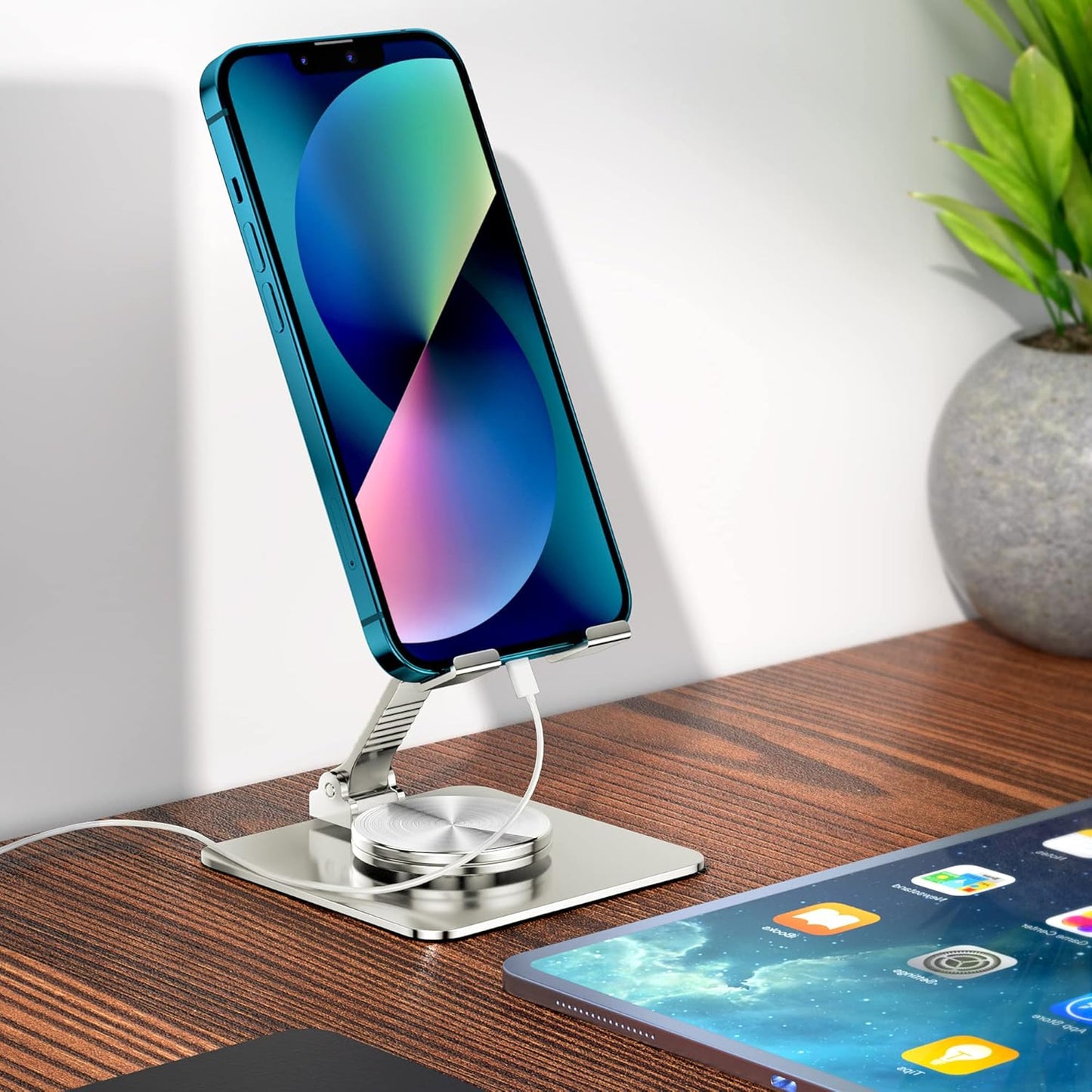 360 Rotatable Foldable Phone Stand for Desk,Fully Adjustable Desktop Phone Holder Cradle Dock Compatible with iPhone 17 16 15 14 13 12 11 Pro Max,Tablets,All Phones(Pink)
