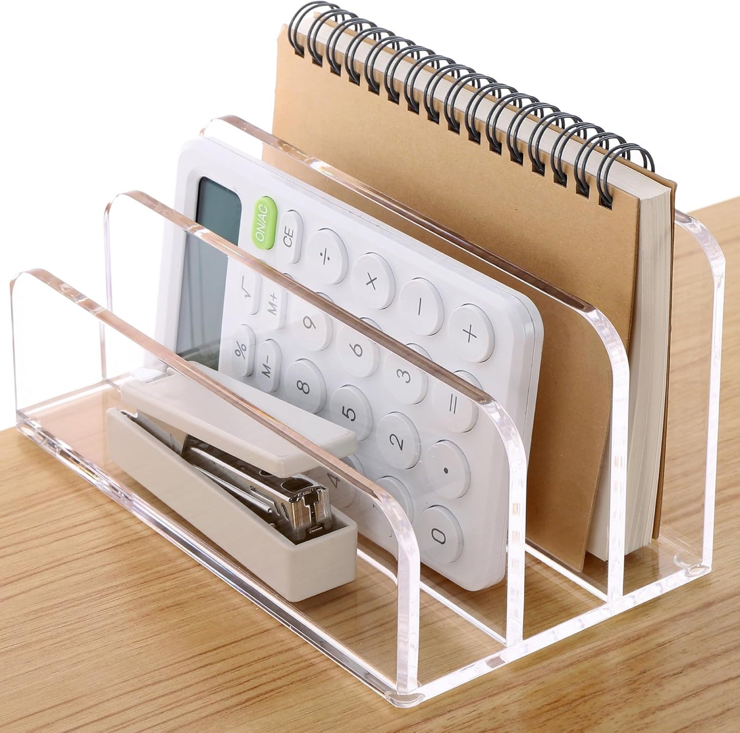 SANRUI 3 Compartments Mail Organizer Letter Holder for Desk ,Vertical Letter Holder,File Sorter Acrylic Desk Organizer Office Supplies,Clear