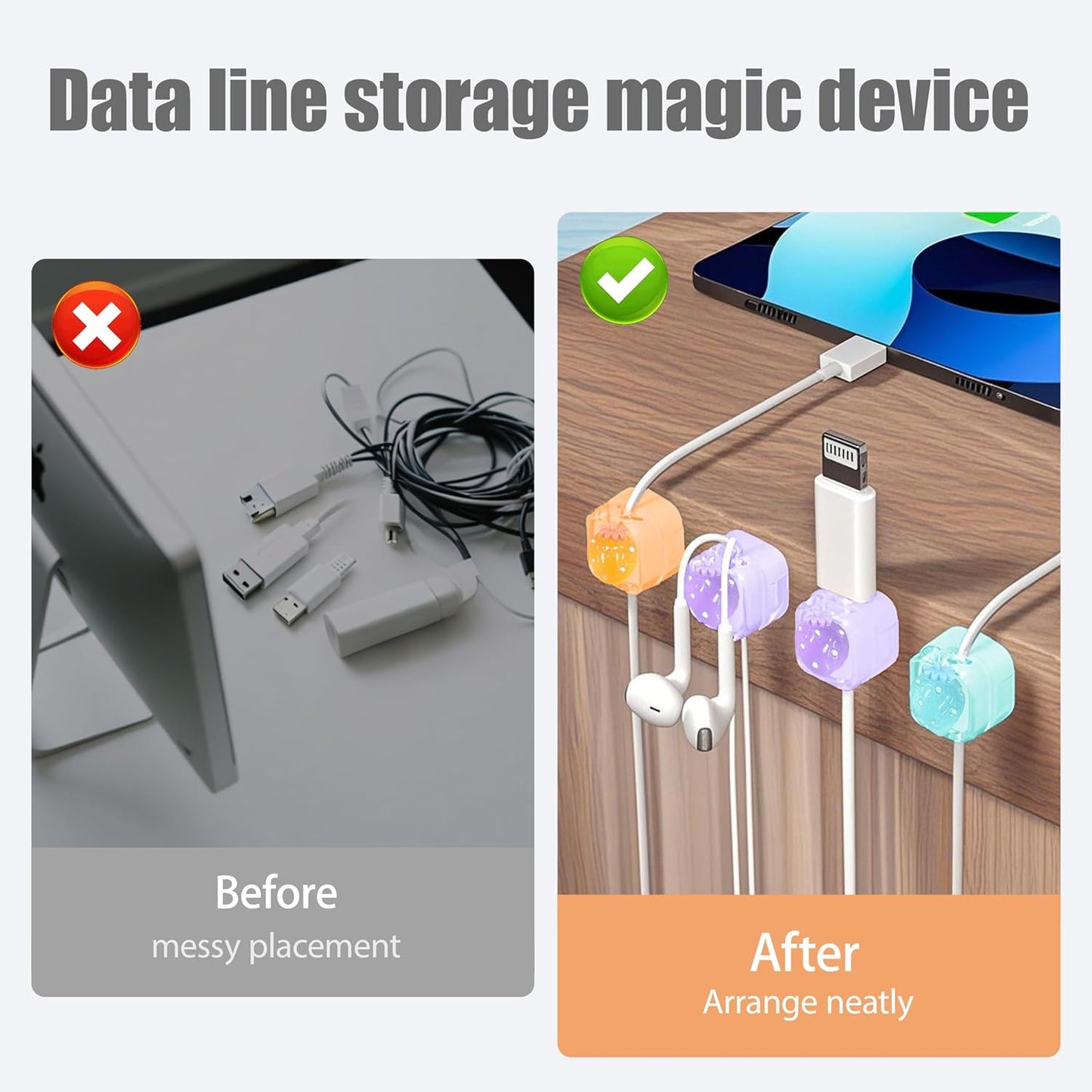 9Pack Magnetic Cable Clips for Nightstand, Adhesive Night-Glowing Cord Holder Organizer for Office Home Desk Wall Car (Star Cat Strawberry)