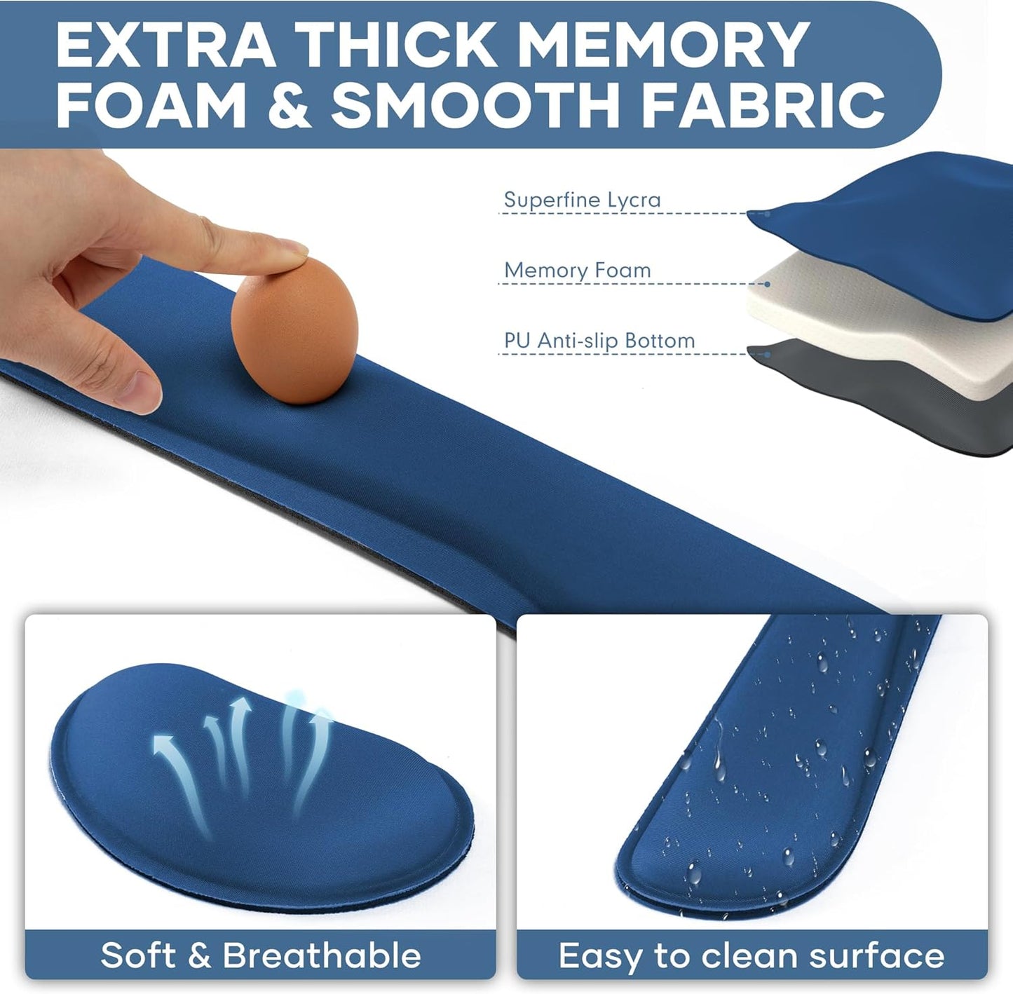 Office Ergonomic Memory Foam Computer Mouse and Keyboard Wrist Rest pad Support Carpal Tunnel, Wrist Rest for Keyboard and Mouse, Wrist Support Set