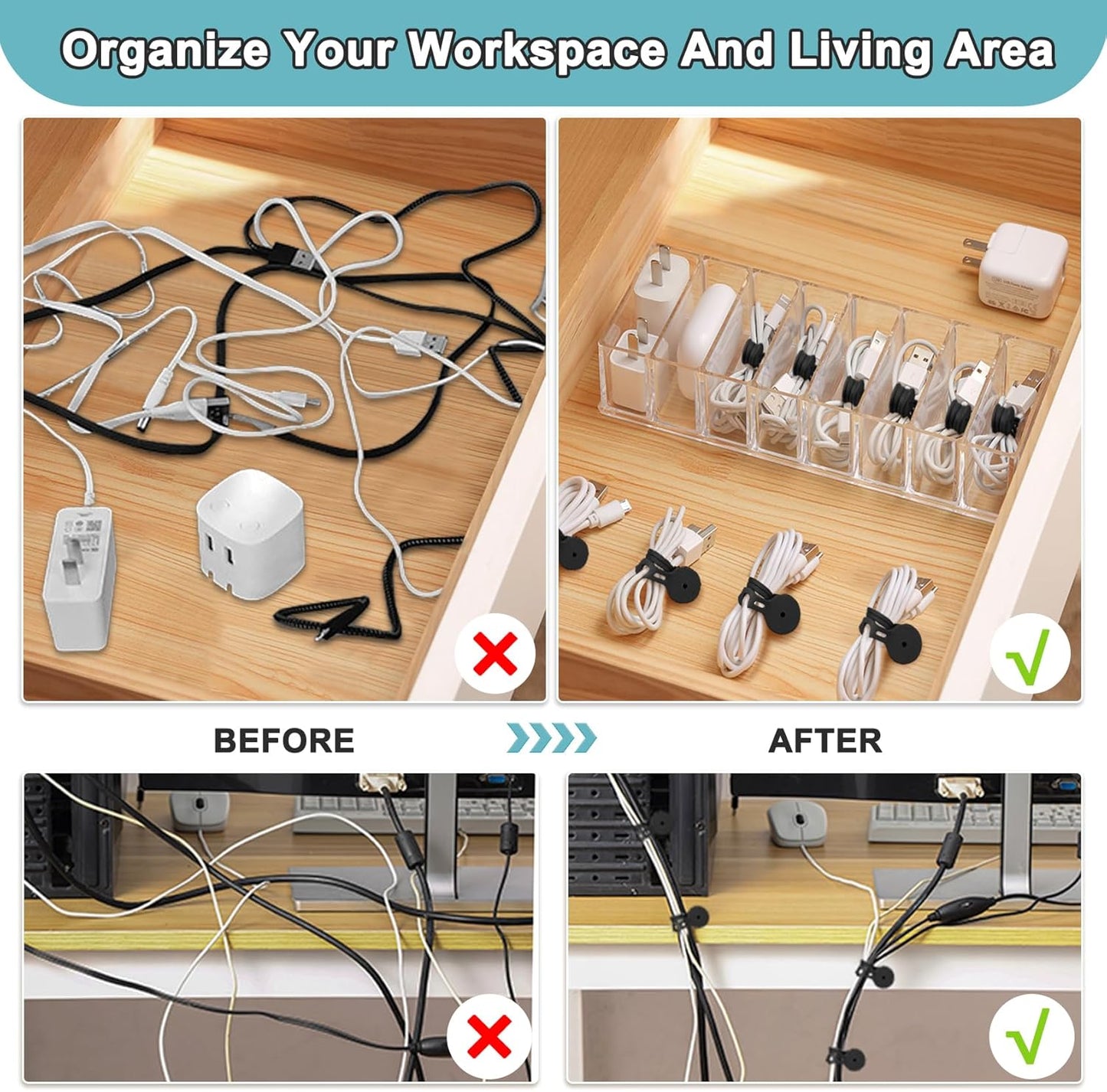 Magnetic Cable Ties 10 Pack, Silicone Cable Ties Charging Cord Organizer Travel Cable Management Straps Headphone Cord Wrap Reusable & Sturdy Cable Winder