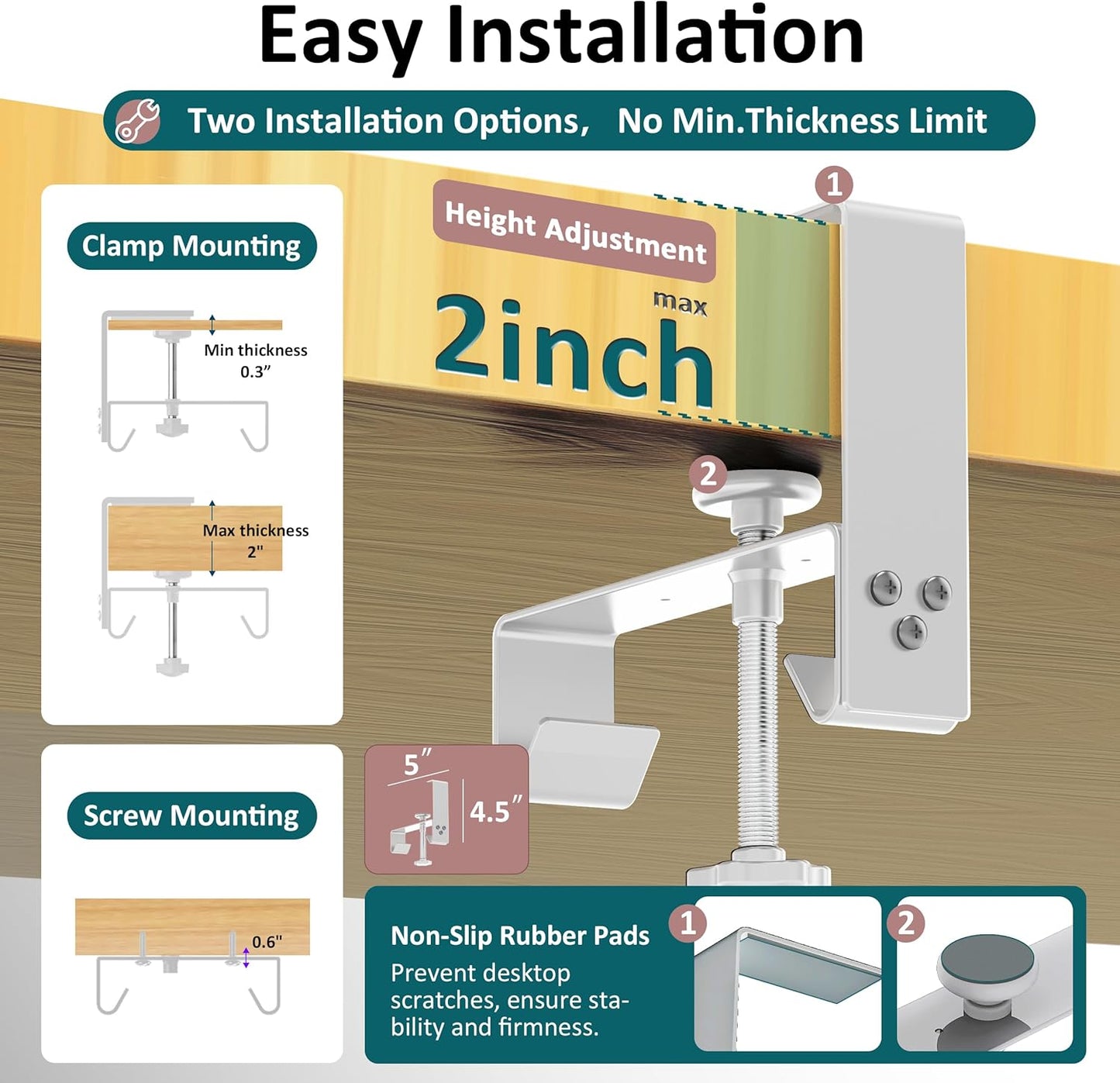 Under Desk Cable Management Tray - Under Desk Cord Management - Clamp/Screw Mount - Fabric Wire Management - Cable Raceways Tray Cord Hiders for Office/Home (Black, 35.8"×5.6")