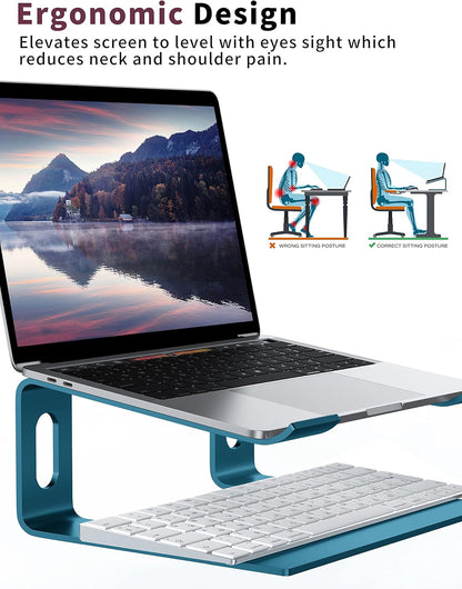 ALASHI Laptop Stand for Desk, Aluminum Computer Riser, Ergonomic Notebook Holder, Detachable Metal Laptops Elevator, PC Cooling Mount Support 10 to 15.6 Inches Notebook, Black