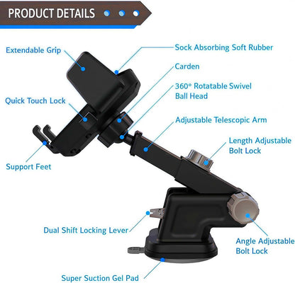 Foldable Phone Stand for Desk | Six Position Adjustable Folding Bracket for Cell Phone | Black Cellphone Holder for Desk & Smartphone Stand | Cellphone & Accessories for Men & Women