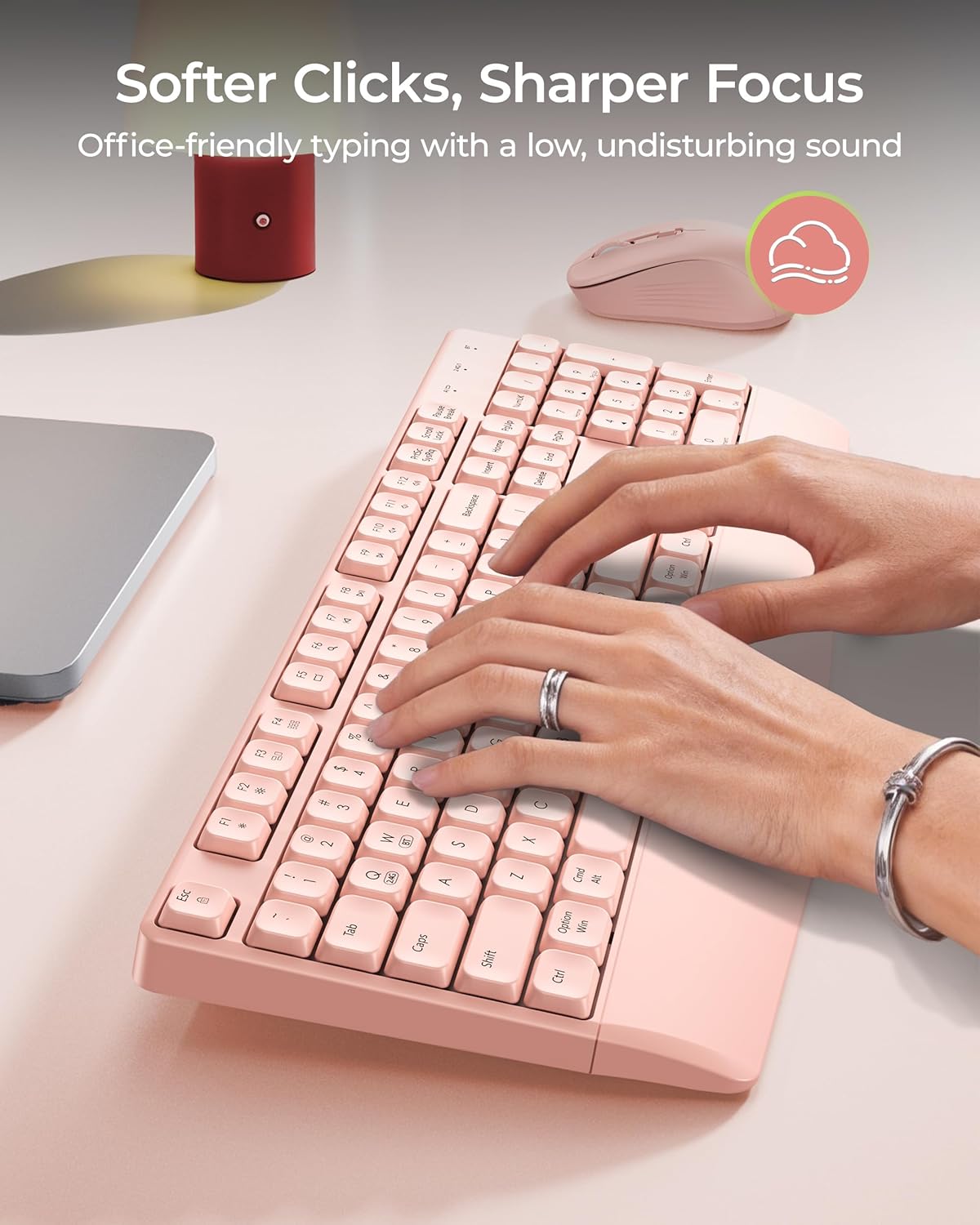 seenda Wireless Bluetooth Keyboard and Mouse Combo, COE200 Ergonomic Wireless Keyboard Mouse with Wrist Rest, Multi-Device Connection, Full-Size, Compatible for Computer/Laptop/Mac/MacBook, Black