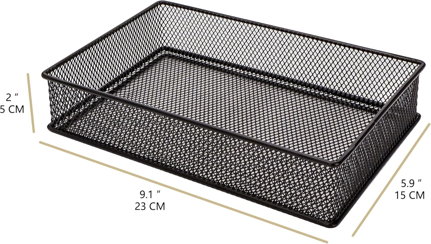 Annova Stackable Mesh Drawer Cabinet and Shelf Organizer Bins Storage Basket School Office Supply Holder Tray- Set of 2 (Gold, 3x3x2 Inch)