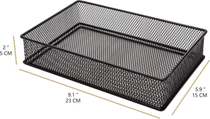 Annova Stackable Mesh Drawer Cabinet and Shelf Organizer Bins Storage Basket School Office Supply Holder Tray- Set of 2 (Gold, 3x3x2 Inch)