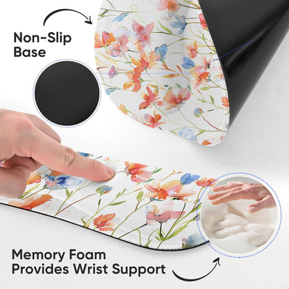 RICHEN Ergonomic PU Leather Keyboard Wrist Rest and Mouse Pad with Wrist Support, Memory Foam Set for Computer/Laptop,Gaming and Office, Comfortable for Easy Typing & Pain Relief (PU Brown)