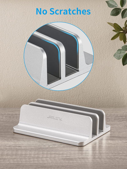 JARLINK Vertical Laptop Stand, Aluminum Laptop Holder Desktop Stand with Adjustable Dock Size (up to 17.3 inches) Compatible with All MacBook/Surface/Dell/Gaming Laptops (Silver)
