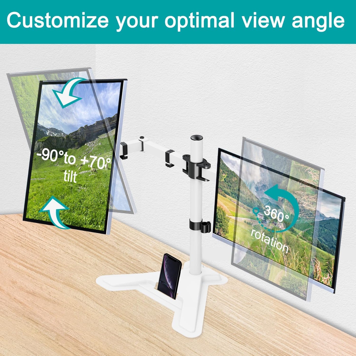 MOUNT PRO Single Monitor Stands Fits 13-32 inch/17.6 lbs Screen, Free-Standing Computer Monitor Mount for Desk, Display Standing with Adjustable Height/Tilt/Swivel/Rotation, VESA 75x75 100x100