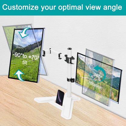 MOUNT PRO Single Monitor Stands Fits 13-32 inch/17.6 lbs Screen, Free-Standing Computer Monitor Mount for Desk, Display Standing with Adjustable Height/Tilt/Swivel/Rotation, VESA 75x75 100x100