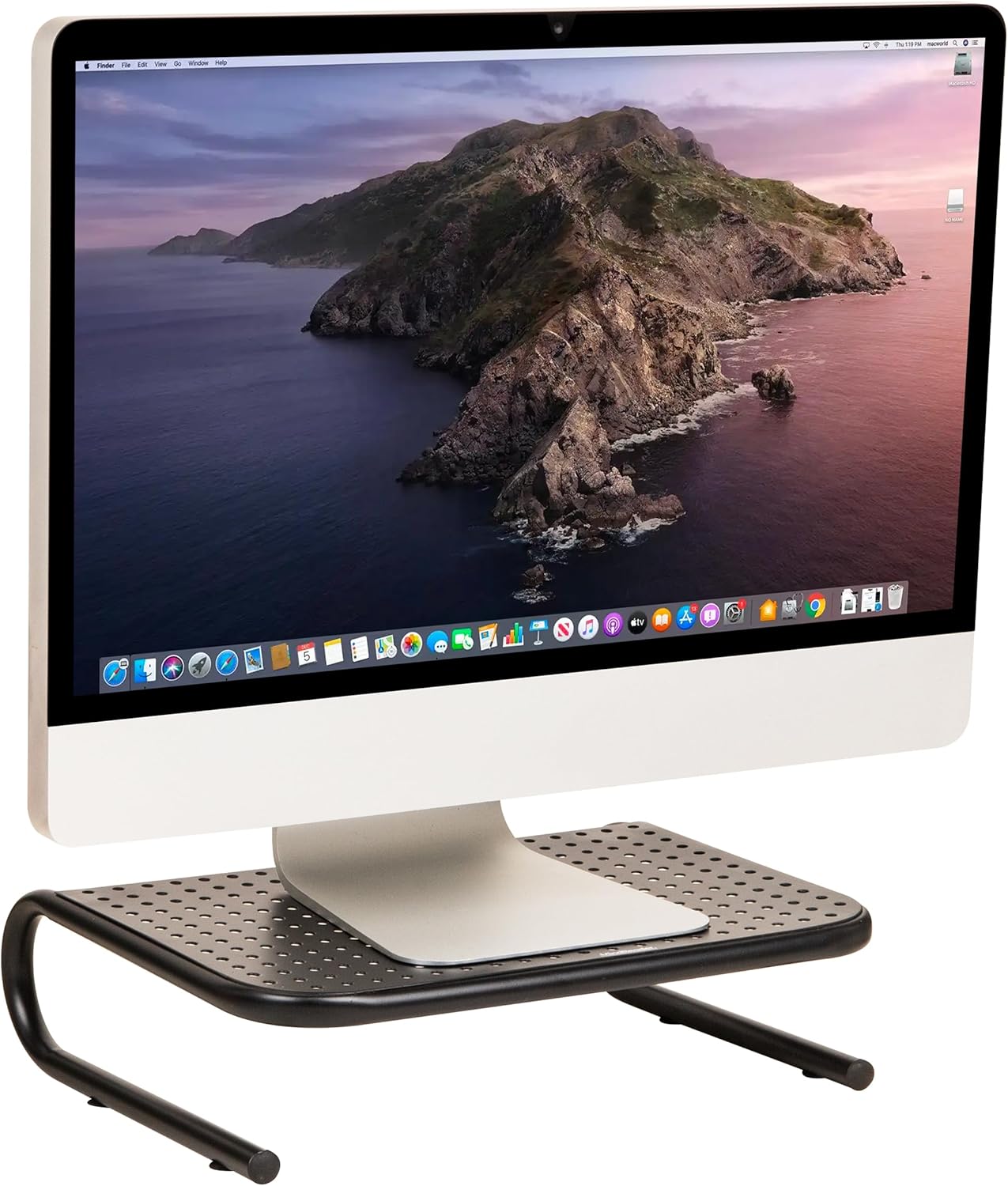 Mind Reader Monitor Stand, Ventilated Laptop Riser, Desktop Organizer, Metal, Set of 2, Black