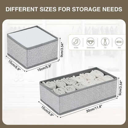 DIMJ Drawer Organizers Clothes, Dresser Organizer Bins for Baby Clothes,Underwear and Sock, Fabric Closet Organization and Storage Boxs, Drawer Dividers for Nursery, Clothing, Tie - 4 Pack, Beige