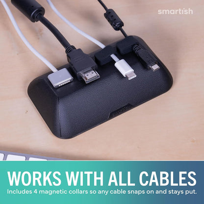 Smartish® Magnetic Cord Holder - Cable Wrangler Organizer with Magnet Clips for Charger Management on Desktop, Nightstand for USB-C + Lightning - Lightly Toasted Beige
